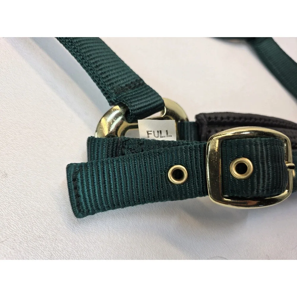 NEW Full Size Horse Halter, Box-Stitching Hunter Green